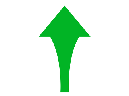 An upward green arrow that suddenly becomes thicker as it goes up, , JPG and PNG