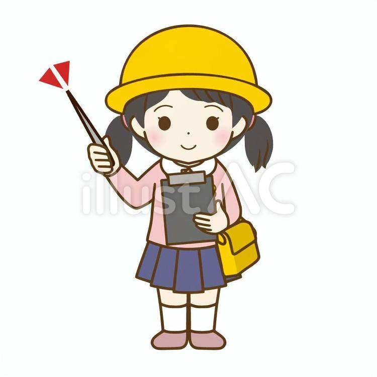 解説する幼稚園女児 女の子,少女,全身のイラスト素材