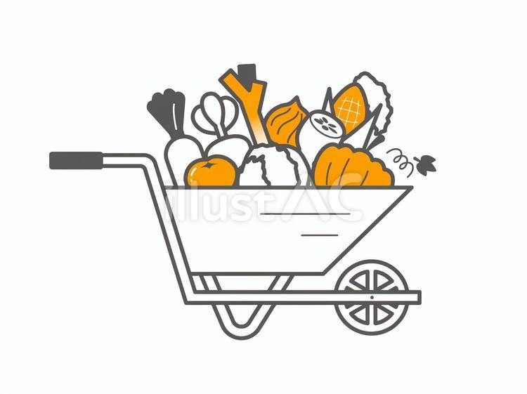 手押し車と野菜のイラスト01 食べ物,野菜,根菜のイラスト素材