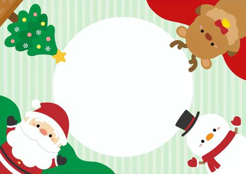 クリスマスのかわいいフレーム01 クリスマス,サンタクロース,背景,フレーム,かわいい,手描き,サンタ,枠,飾り枠,雪だるまのイラスト素材