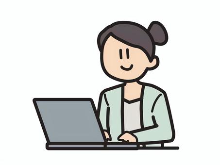 Illustration of a woman operating a laptop, JPG, PNG and EPS Illustration of a woman operating a laptop, female, computer, notebook pc, JPG, PNG and EPS
