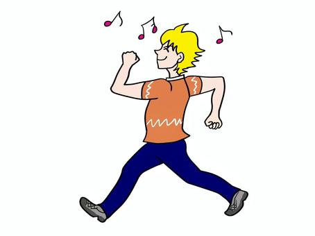 元気に動く 元気,動く,音符,男性,スマイル,元気ハツラツ,ウキウキ,ルンルン,弾む,活動のイラスト素材