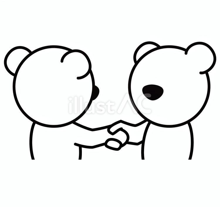 握手をする白いクマ上半身 クマ,仲良し,握手のイラスト素材