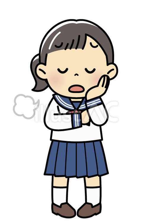 ため息をつくセーラー服の女の子 女性,人物,かわいいのイラスト素材