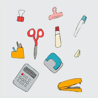 Illustrations of various writing tools and stationery, JPG, PNG and EPS Illustrations of various writing tools and stationery, scissors, pen, clip, JPG, PNG and EPS