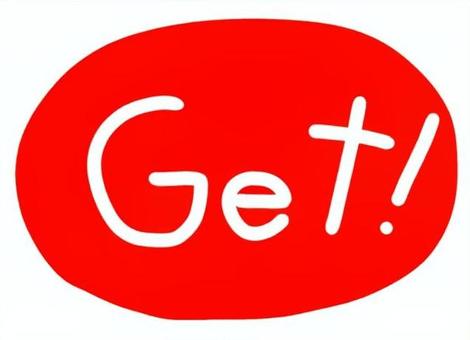 GET赤 get,獲得,ボタン,ui,手書き,文字のイラスト素材