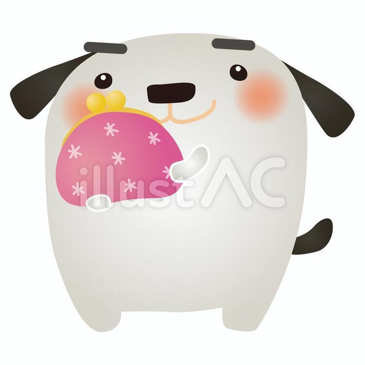 白犬お財布 財布,お金,犬のイラスト素材