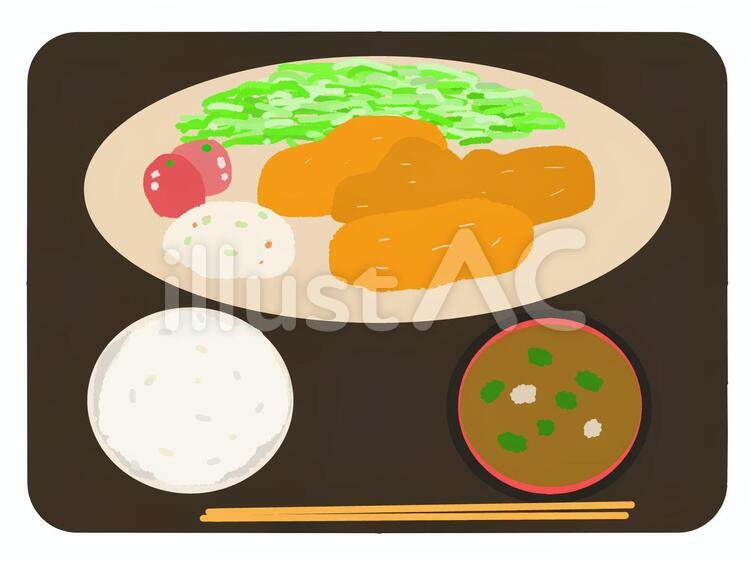 定食 定食,揚げ物,ご飯のイラスト素材