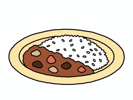 カレーライス カレー,食べ物,料理,食事,シンプル,線画,手描きのイラスト素材