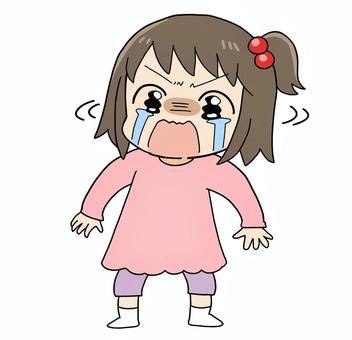 大泣き・ギャン泣きする女の子 大泣き,ギャン泣き,号泣,イヤイヤ期,拒絶,反抗,女の子,幼児,嫌がるのイラスト素材