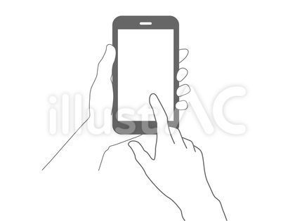 スマホを操作する手の線画