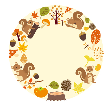 秋のイラスト素材 リス,秋,紅葉,もみじ,生き物,可愛い,エゾリス,小動物,動物,野生動物のイラスト素材