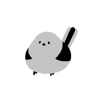 シマエナガ_ハーフトーン シマエナガ,北海道,自然,動物園,ハーフトーン,キャラ,かわいい,ゆるい,シンプル,背景透過のイラスト素材