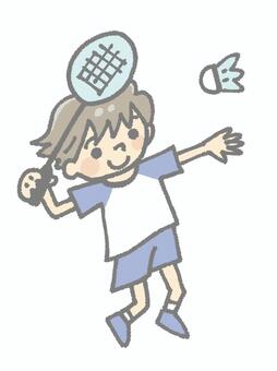 バドミントンをする男の子 バドミントン,プレイ,遊ぶ,男性,ラケット,シャトル,打つ,スポーツ,試合,ゲームのイラスト素材