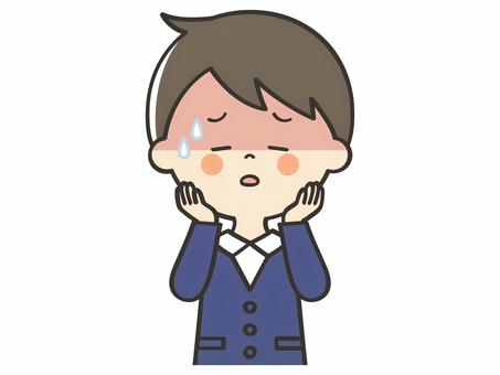 体調が悪い男の子 男の子,小学生,小学校,子供,男子,男児,少年,不調,めまい,体調不良のイラスト素材