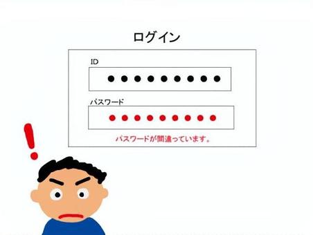 Illustration, login screen, password, mistake, 