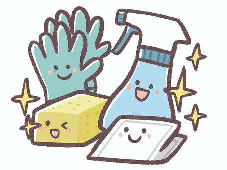 年末の大掃除用具の雑巾とスポンジと手袋 年末,大掃除,12月,掃除用具,スポンジ,雑巾,スプレー,ゴム手袋,掃除,清掃のイラスト素材
