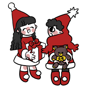 プレゼント交換をする小人たち クリスマス,ぬいぐるみ,プレゼント交換,テディベア,サンタ,小人,準備,プレゼント,ギフト,冬のイラスト素材