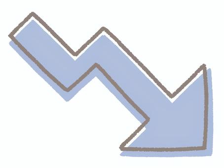 ジグザグの下向き矢印(ブルー) ジグザグの下向き矢印(ブルー) 矢印,ジグザグ,下向き,下降,下がる,ダウン,落ちる,落ち込む,縮小,折れ線のイラスト素材