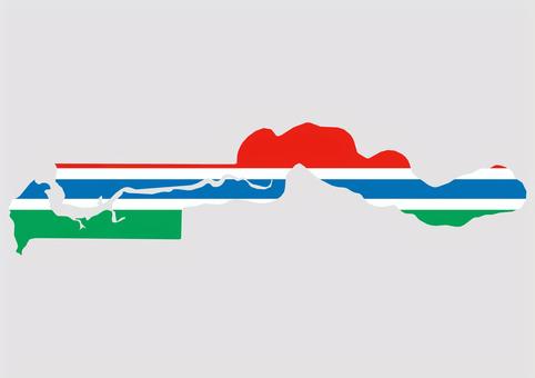 ガンビアの地図（国旗柄） ガンビア,地図,国旗,外国,海外,地理,土地,国土,地形,世界のイラスト素材