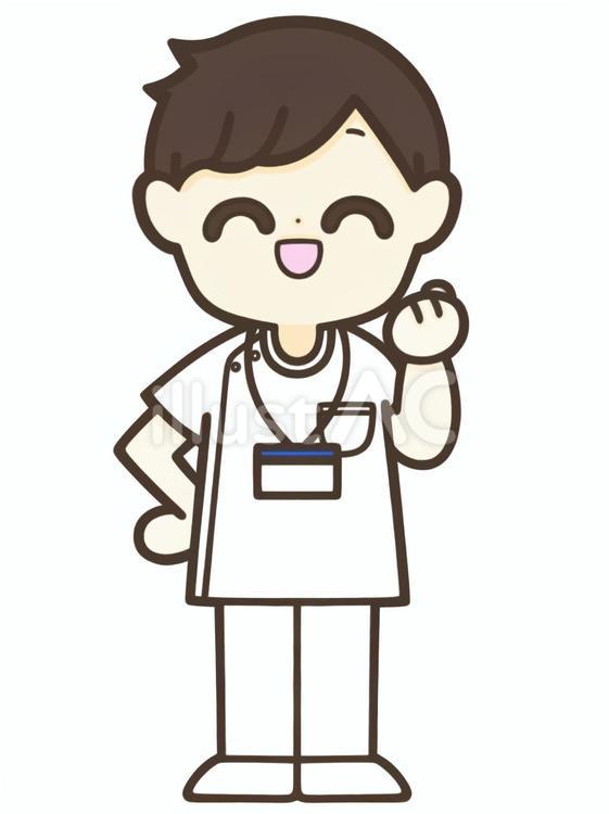 男性の看護師　全身 看護師,理学療法士,作業療法士のイラスト素材