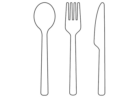 Cutlery line drawing, , JPG and PNG