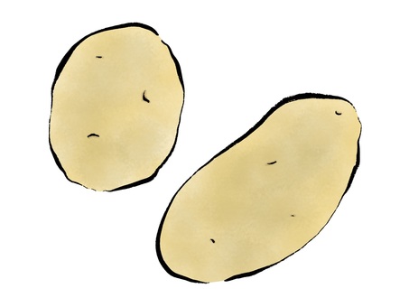 丸ごとジャガイモ じゃがいも,野菜,食べ物,筆絵,墨,水彩,挿絵,和風のイラスト素材