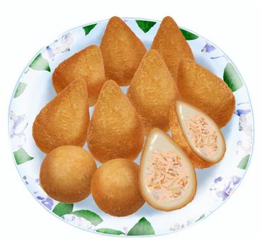 コシーニャ＆チーズボール コシーニャ,チーズボール,ブラジル料理,揚げ物,雫型のイラスト素材