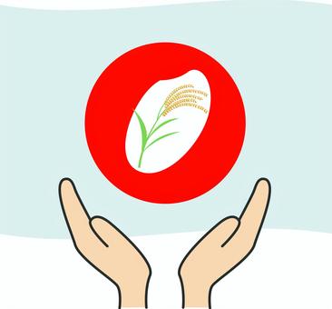 日本国旗と食文化のイラスト 新米,米,お米,ご飯,日本,日本国旗,日の丸,収穫,秋,食べ物のイラスト素材