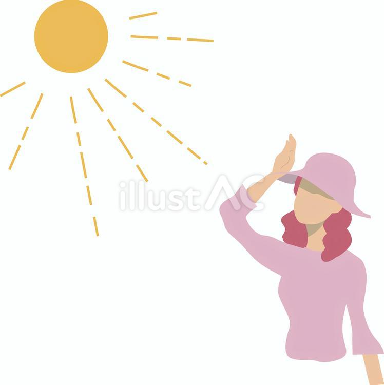 紫外線対策をする女性 日差し,紫外線,日焼け対策のイラスト素材
