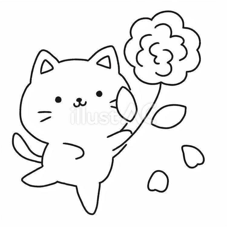薔薇をもった猫 父の日,猫,薔薇のイラスト素材