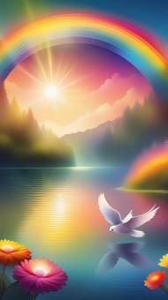 Illustration, sunrise, flower, sunlight, 