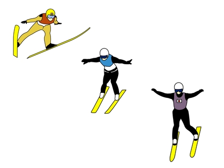 スキージャンプ スキージャンプ,セット,競技,種目,ウインタースポーツ,運動,冬,迫力,ダイナミック,人のイラスト素材