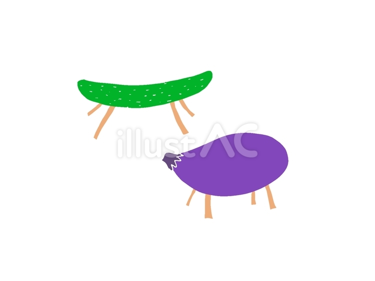 なすときゅうり なすときゅうり,お盆,お盆飾りのイラスト素材