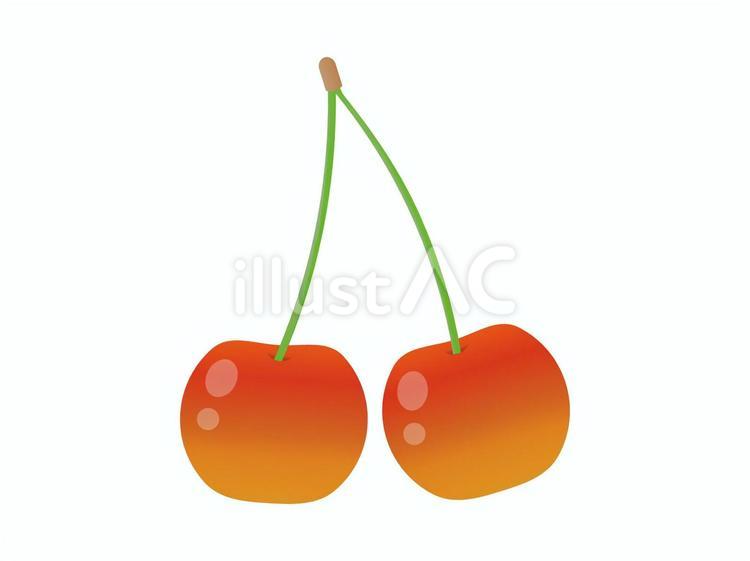 さくらんぼ(2粒) さくらんぼ(2粒) さくらんぼ,チェリー,果物のイラスト素材