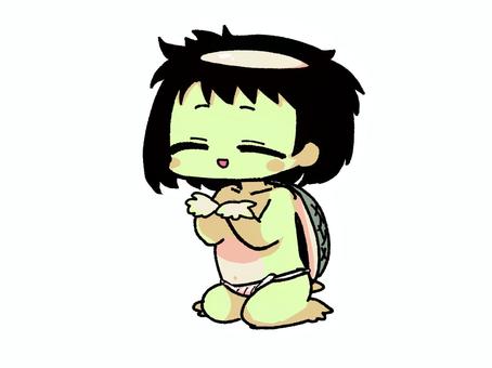 河童の女の子 河童,カッパ,妖怪,モンスター,モンスター娘,女の子,キャラクター,キャラ,sdキャラ,ちびキャラのイラスト素材