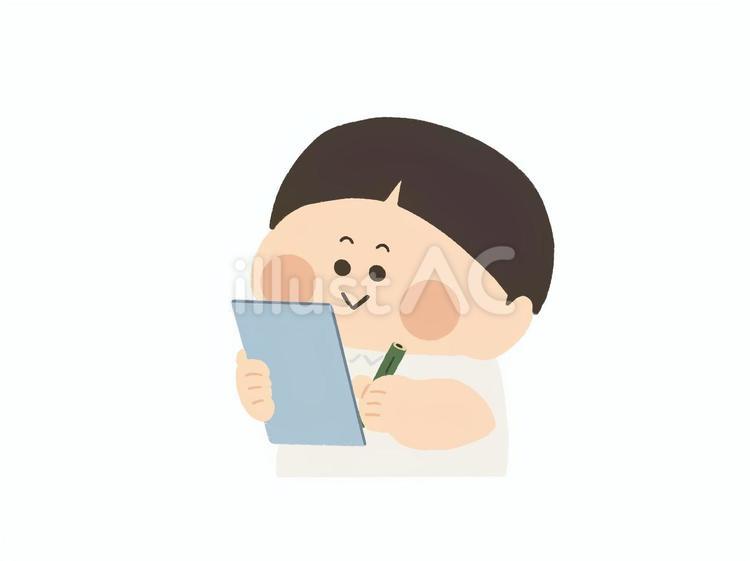 話を聞いてメモする子供_男の子２ 学校,男の子,子供のイラスト素材