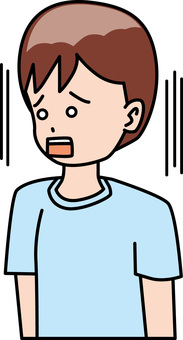 がっかり男の子 がっかり,ショック,放心状態,表情,男の子,子供,小学生,シャツ,線画のイラスト素材