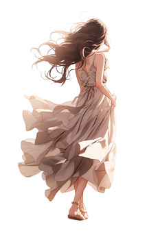 Illustration, female, hair, standing pictures, 