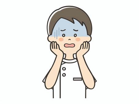 焦った表情の男性看護師 焦った表情の男性看護師 焦る,困る,不安,ガーン,ショック,絶望,緊張,落ち込む,男性,男のイラスト素材