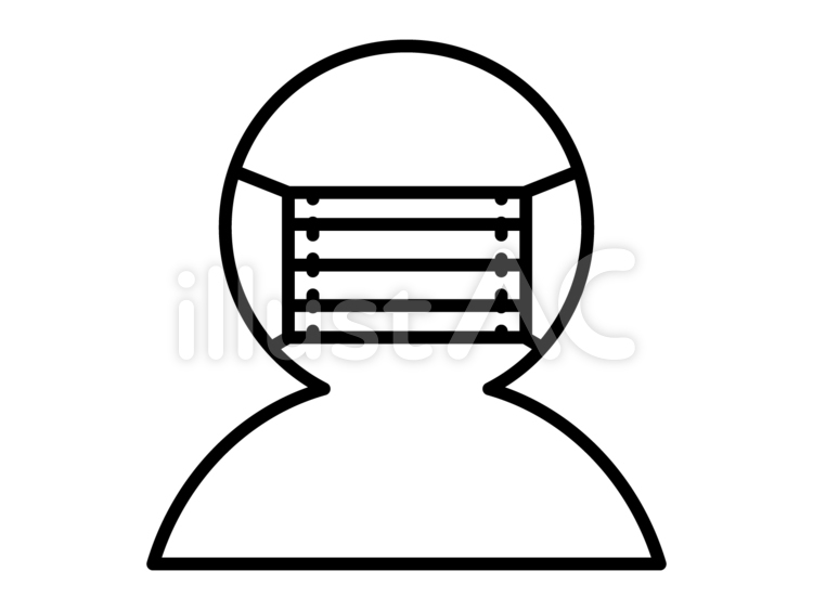 マスクをする人【線のみ】 人物,素材,アイコンのイラスト素材