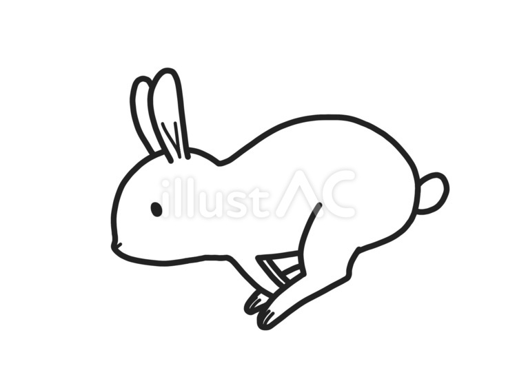線画＊跳ねるウサギ 白黒,線画,跳ねるのイラスト素材