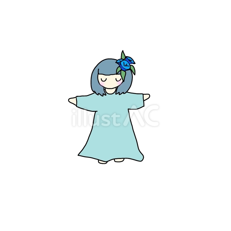 フラワーガール(朝顔) 女の子,少女,花のイラスト素材