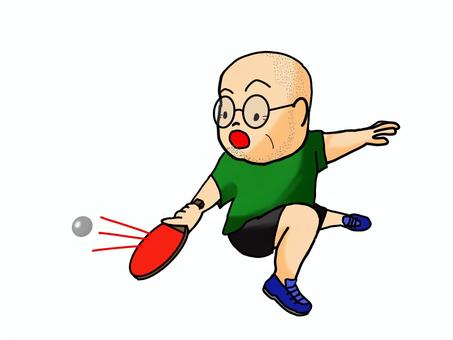 卓球するおじさん