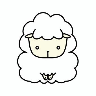 かわいい干支アイコン（ひつじ） ひつじ,干支,十二支,かわいい,ゆるかわ,デフォルメ,動物,イラスト,シンプル,線画のイラスト素材