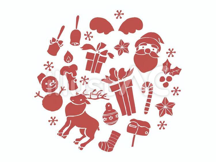 手描き風クリスマスモチーフスタンプ クリスマス,素材,トナカイのイラスト素材