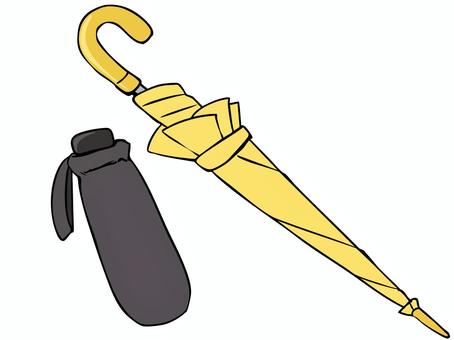 カサ 折りたたみ傘 傘,折り畳み傘,主線あり,イラスト素材,広告,チラシ,cm,白背景,背景透過,ゆるかわのイラスト素材