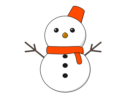 雪だるま クリスマス,雪,冬,雪だるま,バケツ,マフラー,赤,白,枝,目のイラスト素材