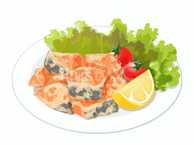 鮭の竜田揚げ 鮭,竜田揚げ,揚げ物のイラスト素材