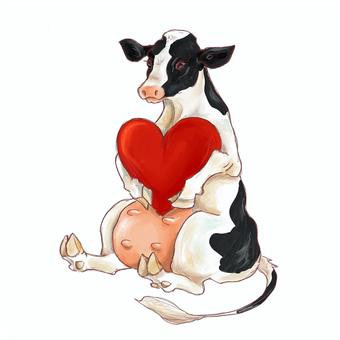 Illustration, cattle, holstein, heart, 